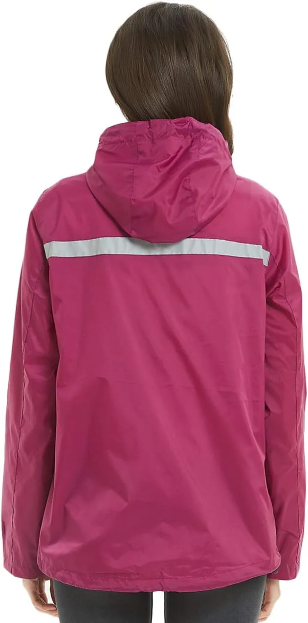 SUNDAY ROSE Women Rain Jacket Lightweight Waterproof Raincoat Hooded Windbreaker