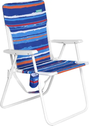 SunnyFeel 15" Tall Folding Beach Chair, Oversized Portable High Seat Sand Chair for Adults Heavy Duty 300 LBS, Foldable Camping Lawn Chairs for Camp/Outdoor/Travel/Picnic/Concert/Sports