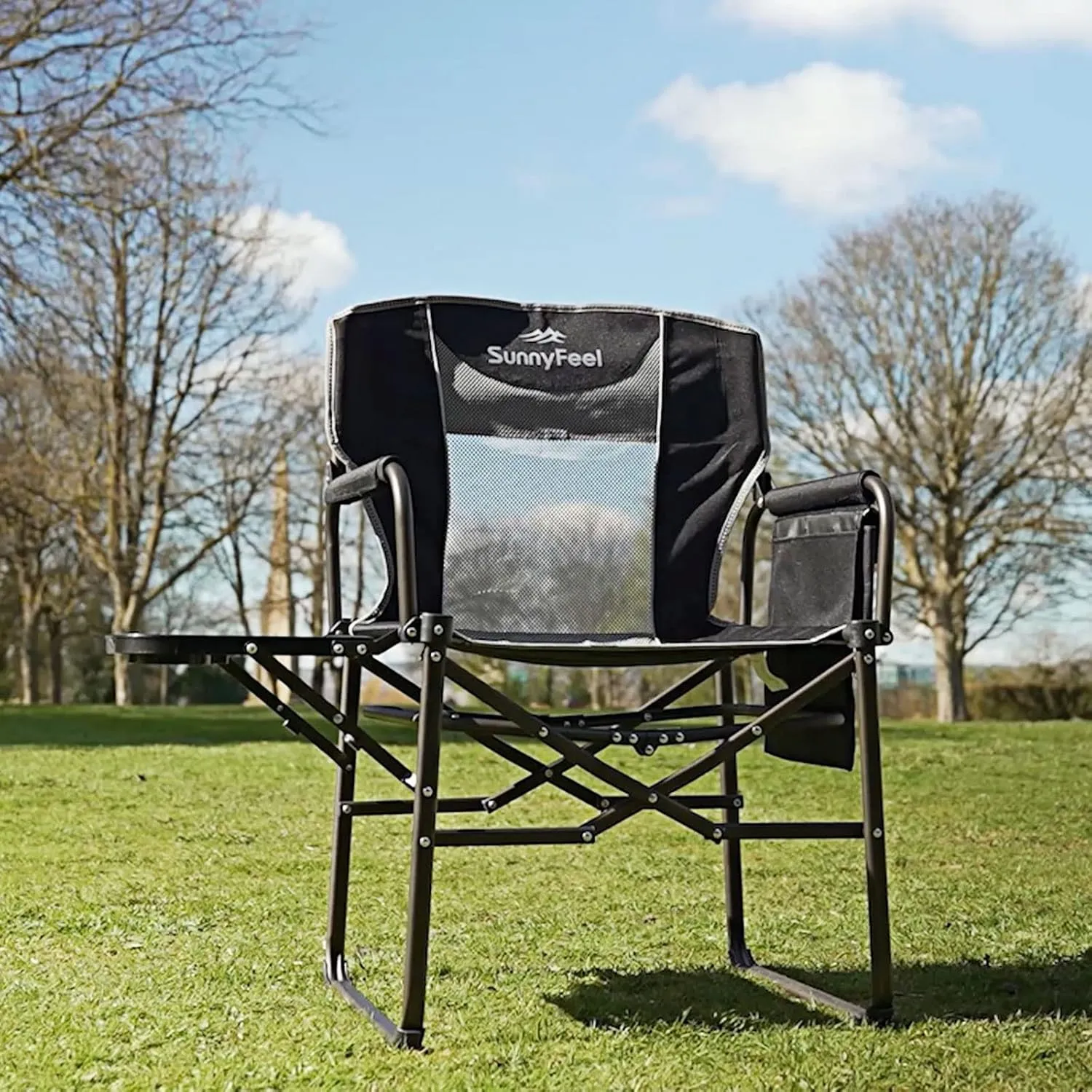 SUNNYFEEL Oversized Camping Directors Chair for Adults Heavy Duty 2 Pack, Portable Compact Folding Camp Lawn Chairs with Side Table for Fishing/Outdoor/Picnic/Concert,Foldable Makeup Artist Chair