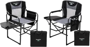 SUNNYFEEL Oversized Camping Directors Chair for Adults Heavy Duty 2 Pack, Portable Compact Folding Camp Lawn Chairs with Side Table for Fishing/Outdoor/Picnic/Concert,Foldable Makeup Artist Chair