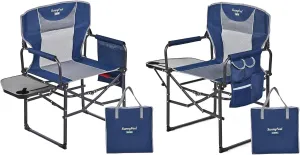 SUNNYFEEL Oversized Camping Directors Chair for Adults Heavy Duty 2 Pack, Portable Compact Folding Camp Lawn Chairs with Side Table for Fishing/Outdoor/Picnic/Concert,Foldable Makeup Artist Chair