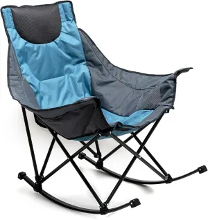 SUNNYFEEL Oversized Rocking Camping Chair, Fully Padded Patio Chair with Side Pocket, High Back Portable Lawn Recliner with Headrest, Outdoor Camp Rocker Chairs for Adults Heavy Duty 500 LBS