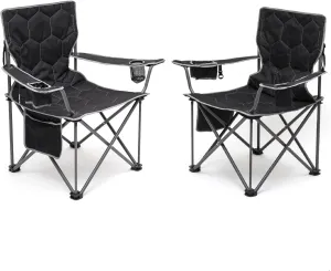 SUNNYFEEL XL Oversized Camping Chair 2 Pack, Folding Camp Chairs for Adults Heavy Duty Big Tall 500 LBS, Padded Portable Quad Arm Lawn Chair with Pocket for Outdoor/Picnic/Beach/Sports