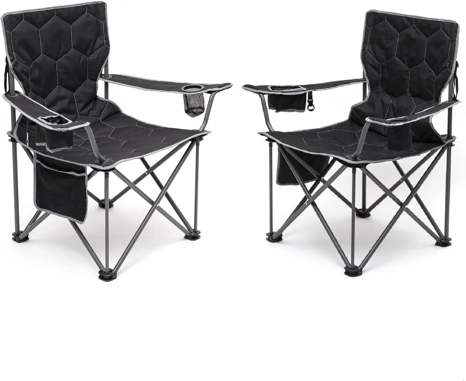 SUNNYFEEL XL Oversized Camping Chair 2 Pack, Folding Camp Chairs for Adults Heavy Duty Big Tall 500 LBS, Padded Portable Quad Arm Lawn Chair with Pocket for Outdoor/Picnic/Beach/Sports