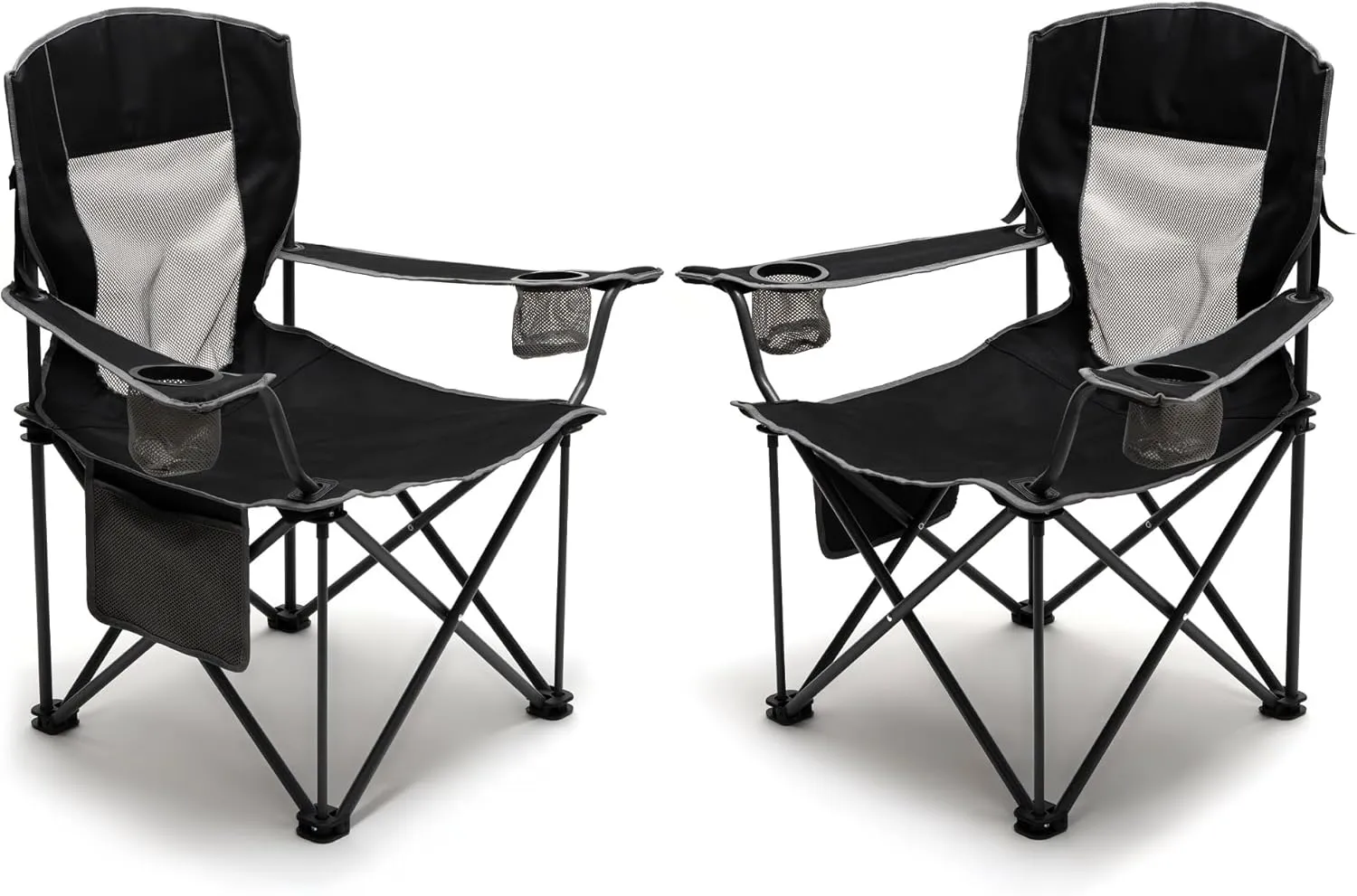 SUNNYFEEL XXL Oversized Camping Chair Heavy Duty 300 LBS for Big Tall People Above 6'4 Padded Portable Folding Sports Lawn Chairs with Armrest Cup Holder & Pocket for Outdoor/Travel/Picnic/Camp