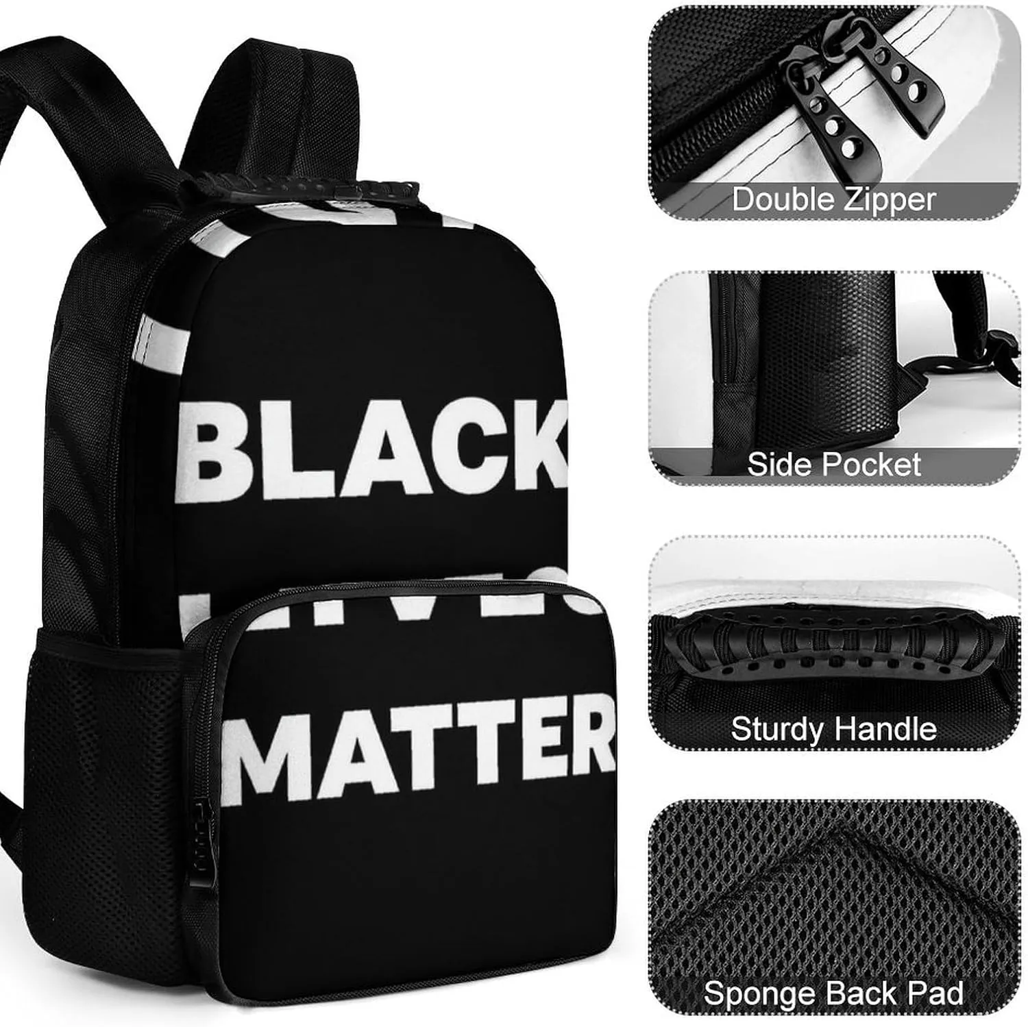 Supdreamc Men Women Lightweight Black Lives Matter Flag Casual Daypack Big Capacity Bookbag With Padded Straps for Gym Travel Walking Cycling