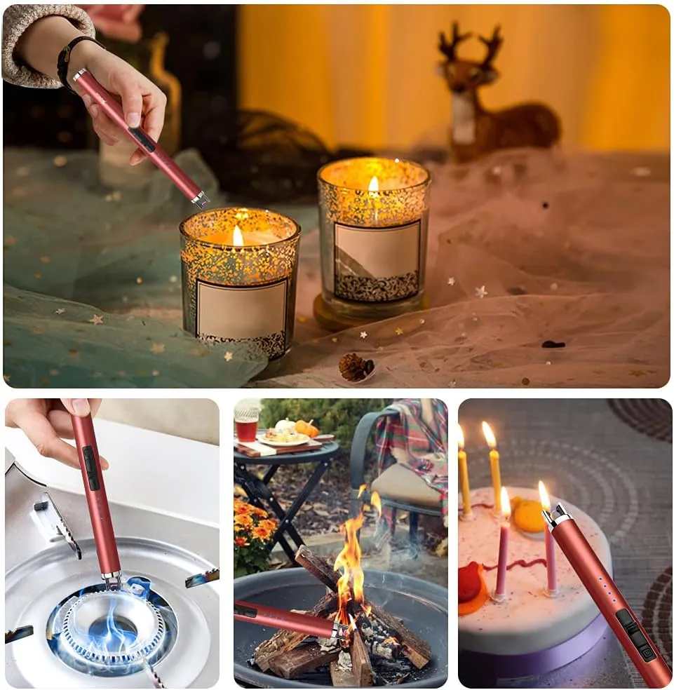 SUPRUS Lighter Candle Lighter Electric Lighter USB Lighter Safety Switch Rechargeable Flameless Plasma Windproof Pocket Size 1 Count (Pack of 3)