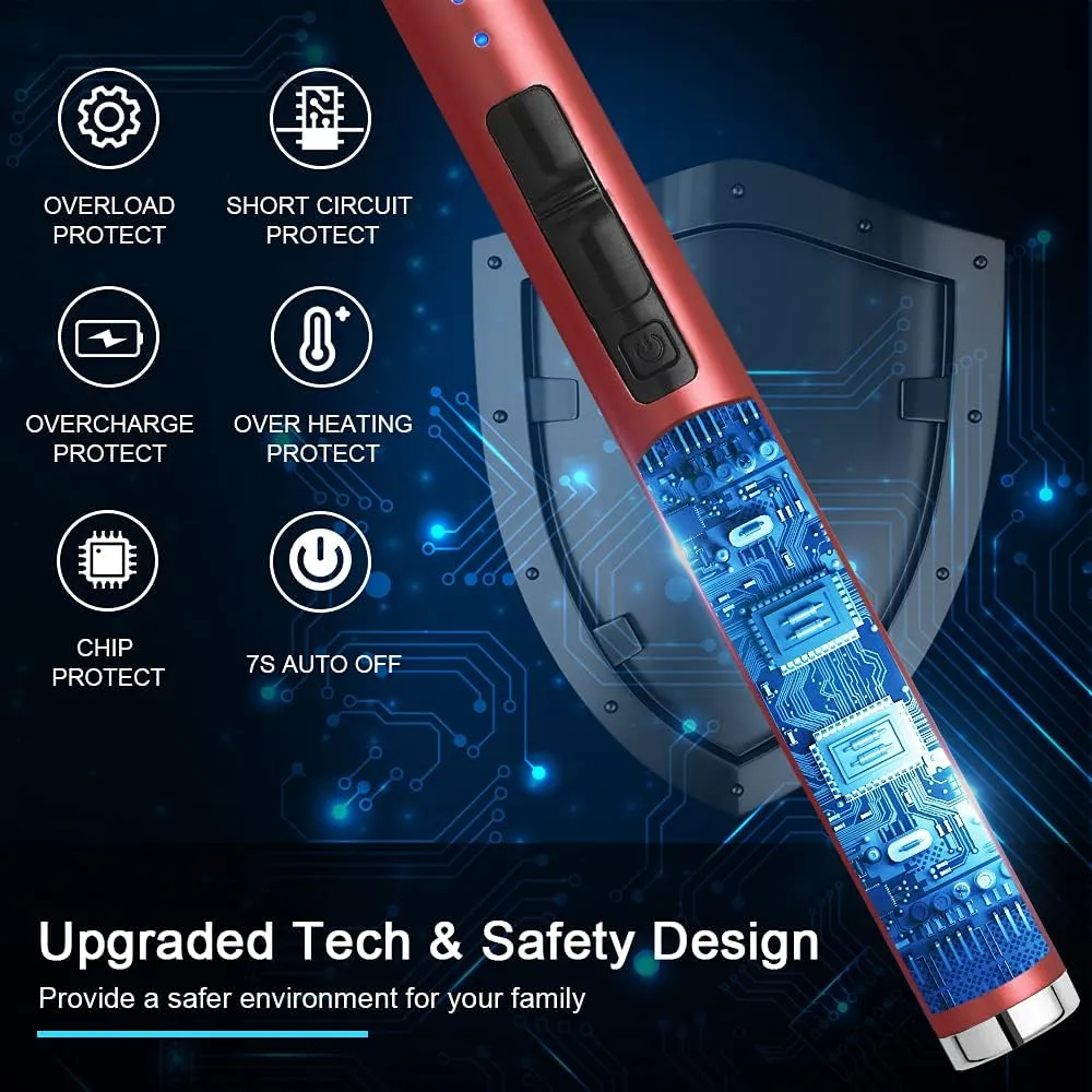 SUPRUS Lighter Candle Lighter Electric Lighter USB Lighter Safety Switch Rechargeable Flameless Plasma Windproof Pocket Size 1 Count (Pack of 3)