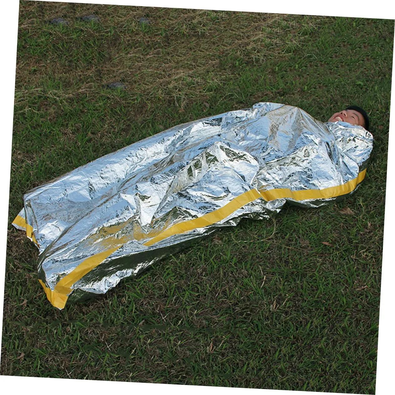 SUPVOX 3pcs Outdoor Portable Emergency Sleeping Bag Reusable Thermal Blanket for Camping Hiking and First Aid Compact Silver