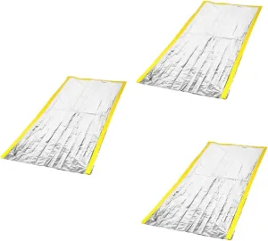 SUPVOX 3pcs Outdoor Portable Emergency Sleeping Bag Reusable Thermal Blanket for Camping Hiking and First Aid Compact Silver
