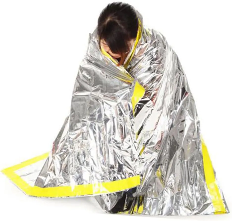 SUPVOX 3pcs Outdoor Portable Emergency Sleeping Bag Reusable Thermal Blanket for Camping Hiking and First Aid Compact Silver