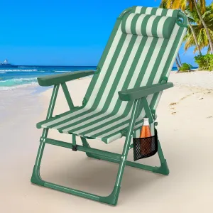 Suteck Backpack Beach Chair, 6-Positions Beach Chairs for Adults with Cooler Bag, Reclining Beach Chair with Cup Holder Folding Camping Chair for Sand Outdoor