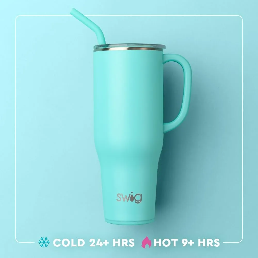 Swig Life 40oz Mega Mug, 40 oz Tumbler with Handle and Straw, Cup Holder Friendly, Dishwasher Safe, Extra Large Insulated Tumbler, Stainless Steel (Boho Desert)
