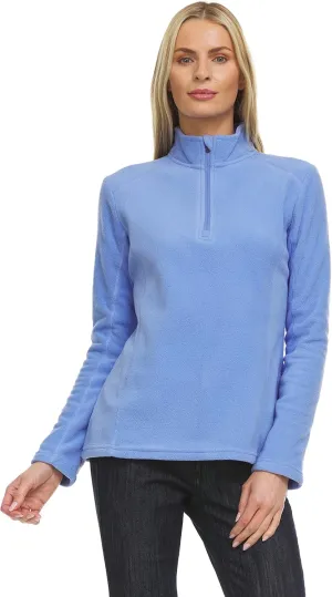 Swiss Alps Womens Quarter Zip Pullover Fleece Stand Collar Long Sleeve Polar Soft Lightweight Sweatshirt Jacket