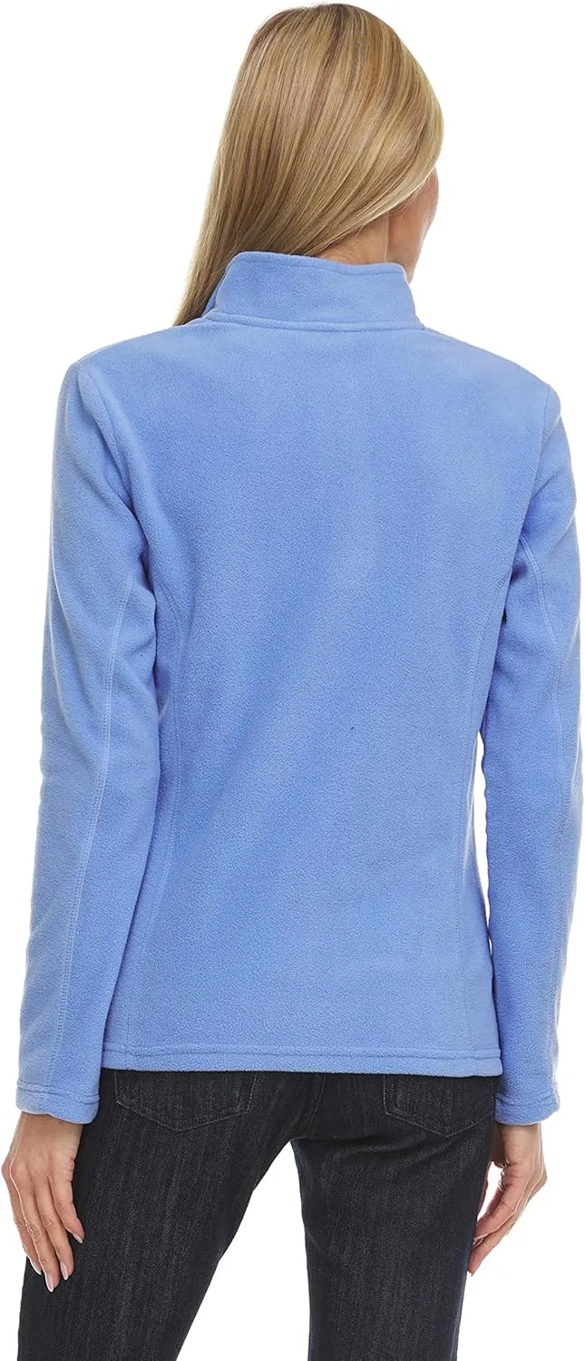 Swiss Alps Womens Quarter Zip Pullover Fleece Stand Collar Long Sleeve Polar Soft Lightweight Sweatshirt Jacket