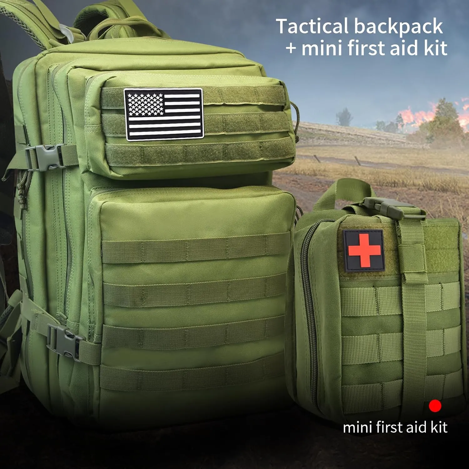 Tactical Backpack   First Aid Kit, Suitable For Camping, Mountaineering, Traveling, 47L Tactical Backpack For Men, Outdoor 3-Day Assault Military Backpack，Army, Hunting，Fishing Heavy Duty Backpack