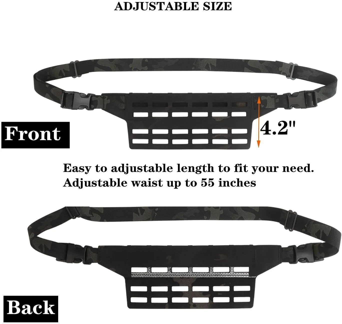 Tactical Fanny Pack Adapter Panel Waist Belt Extension Platform for Molle Pouches Magazine Pouch