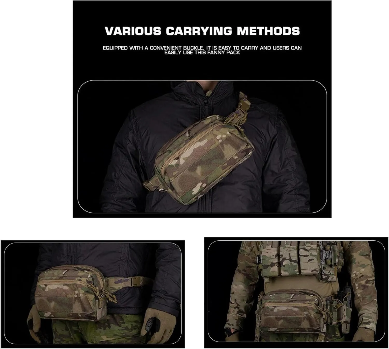 Tactical Fanny Pack Adapter Panel Waist Belt Extension Platform for Molle Pouches Magazine Pouch