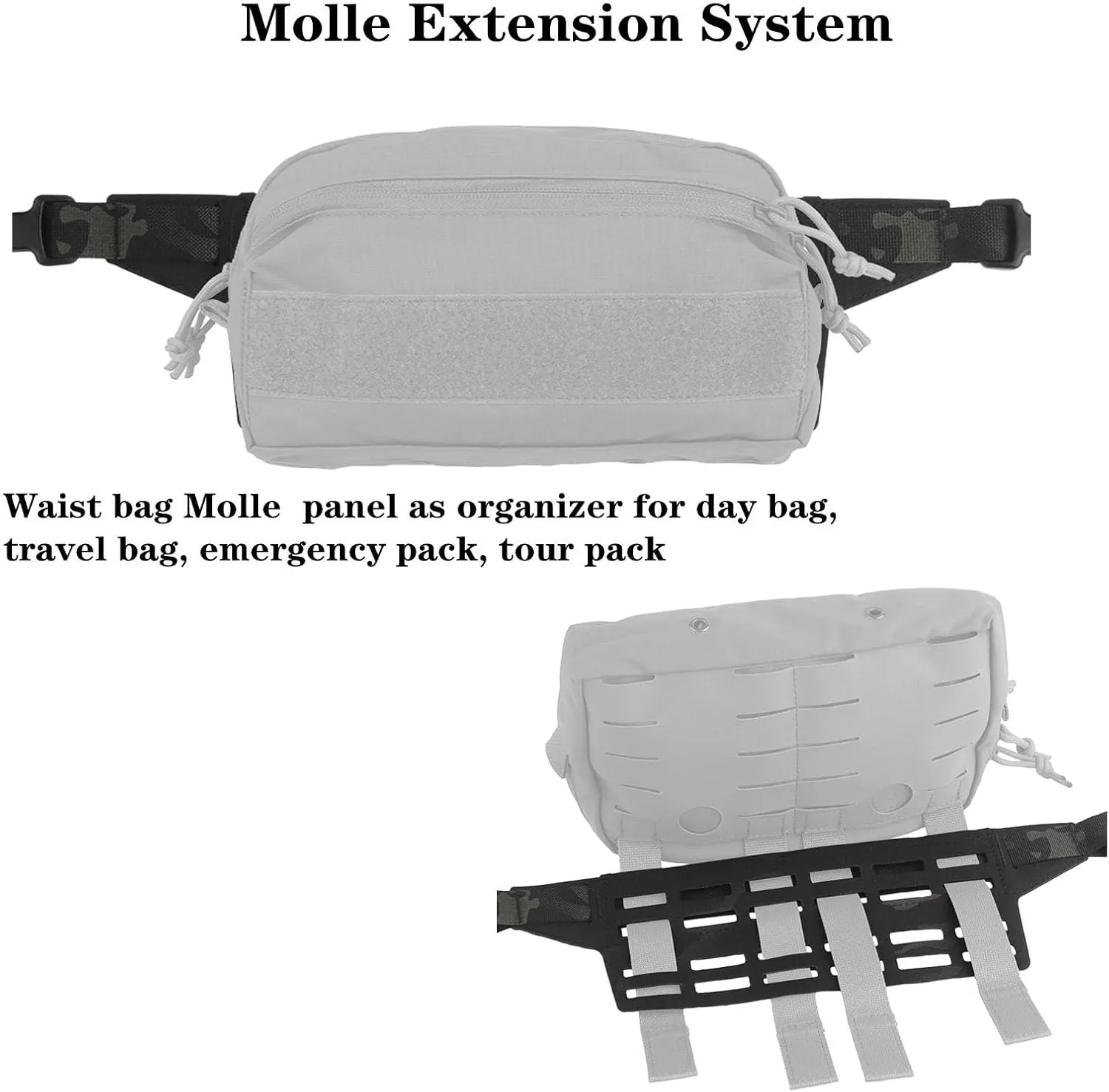 Tactical Fanny Pack Adapter Panel Waist Belt Extension Platform for Molle Pouches Magazine Pouch