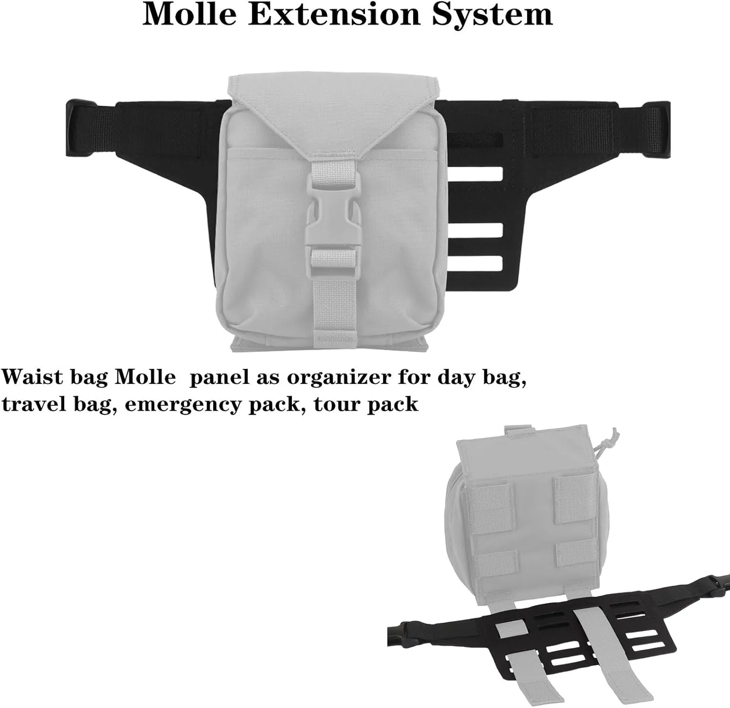 Tactical Fanny Pack Adapter Panel Waist Belt Extension Platform for Molle Pouches Magazine Pouch