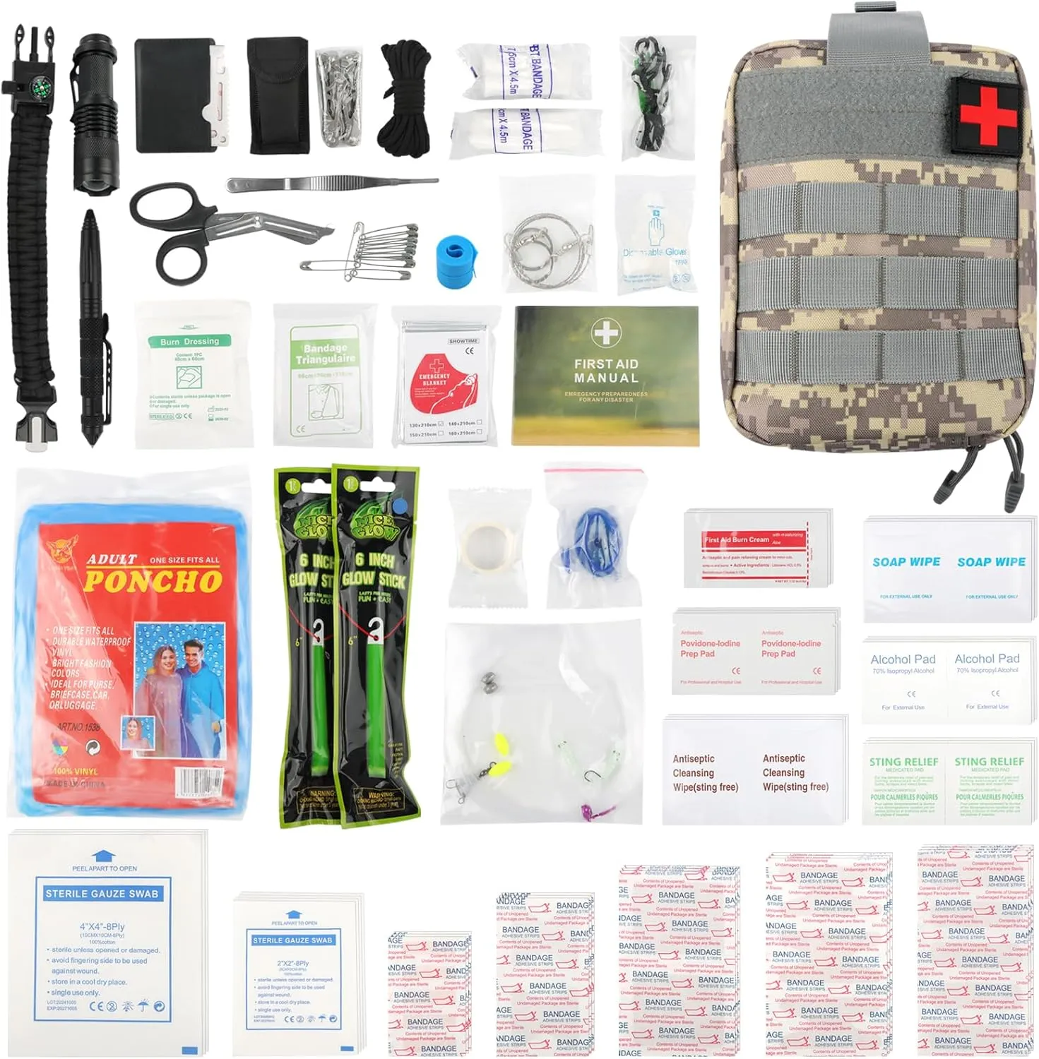 Tactical First aid kit for Outdoor, First Aid Supplies Emergency Trauma Bag, Survival First Aid Kit for Outdoor Camping Hiking Backpacking and Travel