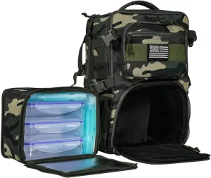 Tactical Meal Prep Backpack,519 Fitness Insulated Lunch Backpack with Removable Meal Compartment,16 Hours Insulation,Hiking Lunch Rucksack with Molle,Heavy Duty Hydration Backpack (Green Camo)