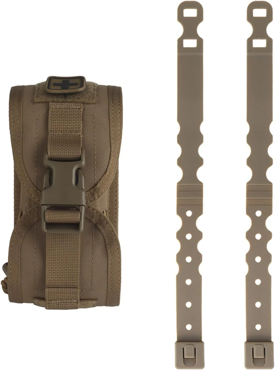 Tactical med Pouch Emergency First Aid Kit, Empty IFAK Pouch Security Survival Gear Hot Suppressor Pouch Heat Insulation, Multi-Purpose Molle Pouch Holder Small(Brown)