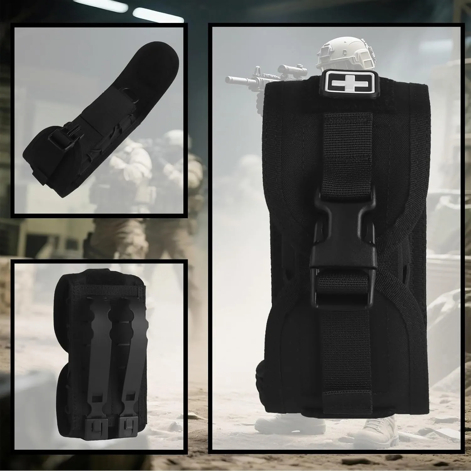 Tactical Med Pouch Emergency First Aid Kit, Multi-Purpose Molle Pouch Holder, Portable Multifunctional Medical Bag(Black)