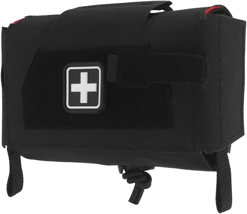 Tactical MOLLE Rapid First-aid Pouch Survival Two-Piece System Medical Roll Bag Compact Kit(BK)