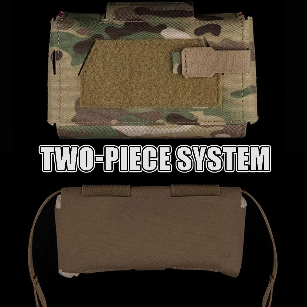 Tactical MOLLE Rapid First-aid Pouch Survival Two-Piece System Medical Roll Bag Compact Kit(BK)
