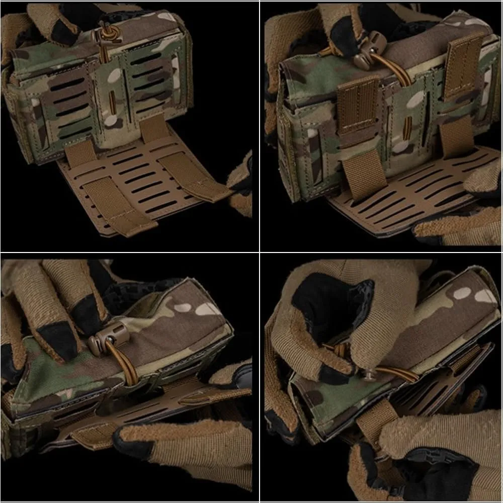 Tactical MOLLE Rapid First-aid Pouch Survival Two-Piece System Medical Roll Bag Compact Kit(BK)