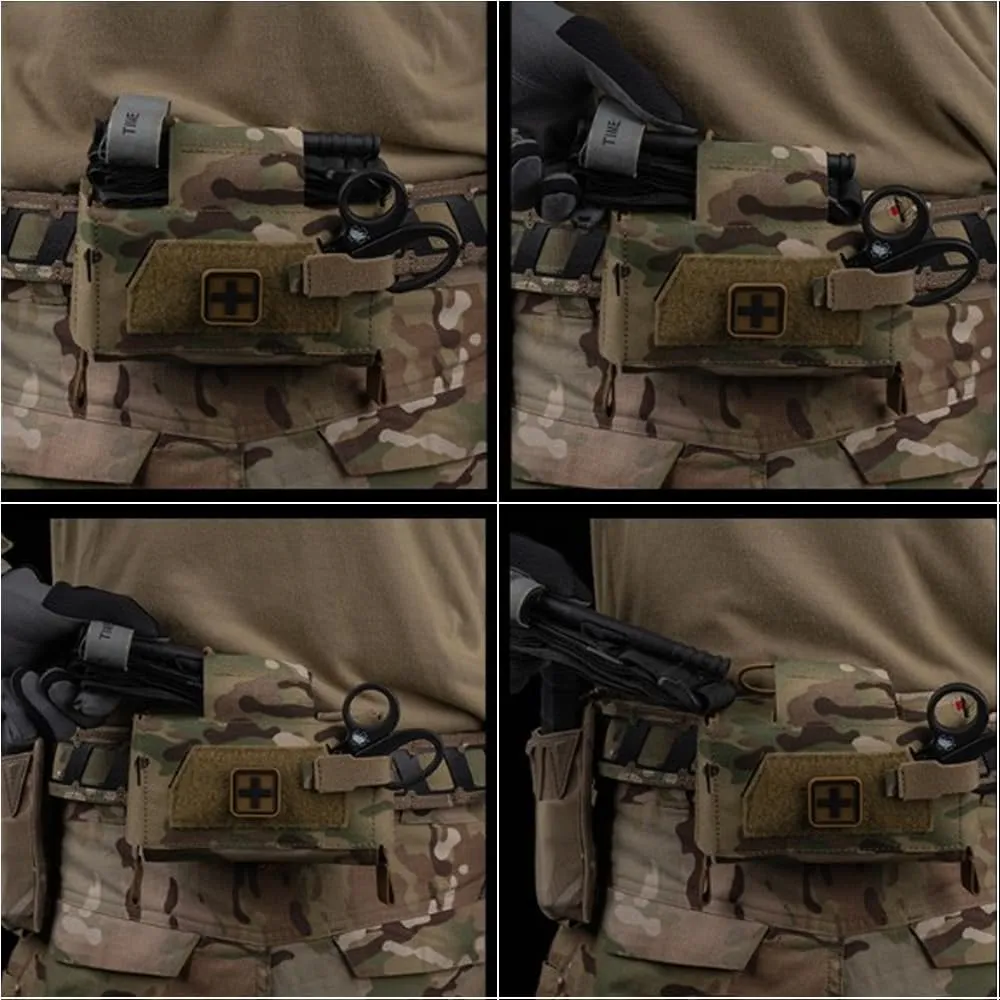 Tactical MOLLE Rapid First-aid Pouch Survival Two-Piece System Medical Roll Bag Compact Kit(BK)