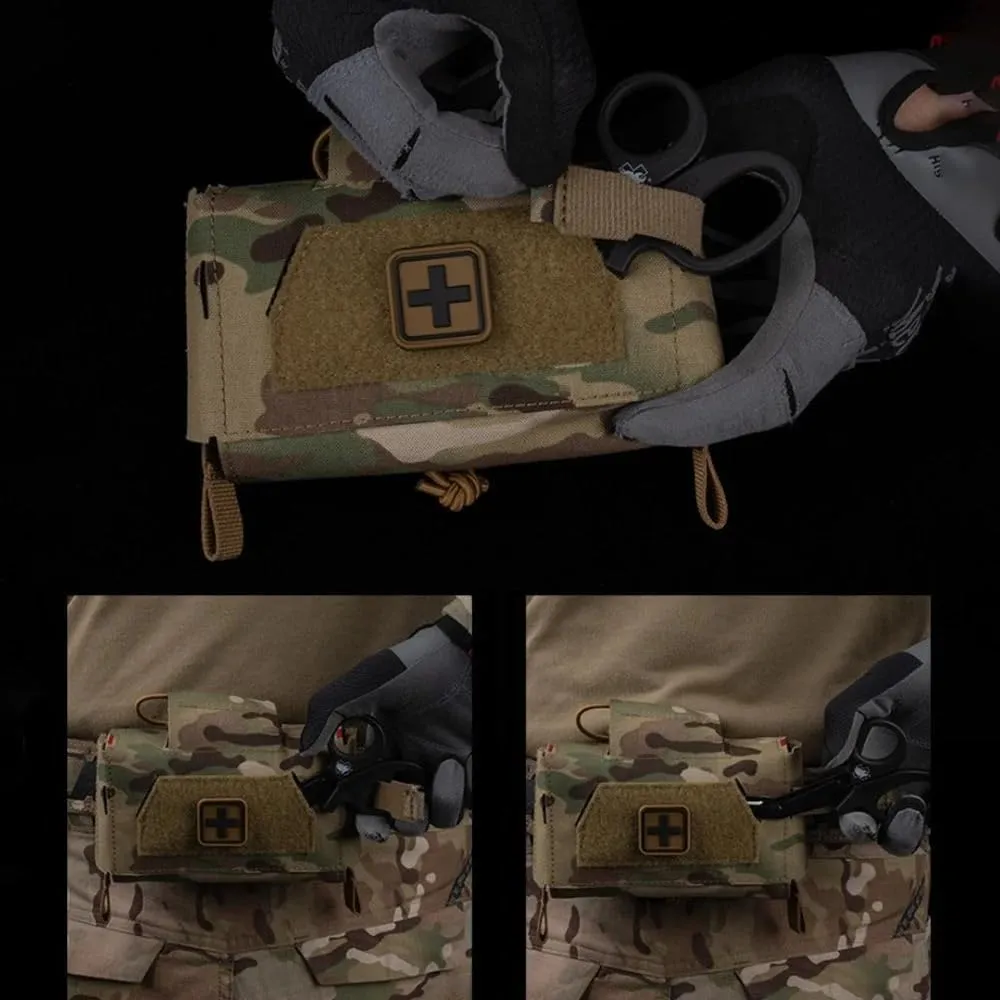 Tactical MOLLE Rapid First-aid Pouch Survival Two-Piece System Medical Roll Bag Compact Kit(BK)