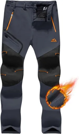 TACVASEN Men's Snow Ski Pants Fleece Lined Winter Hiking Pants Water Resistant Insulated Snowboard Work Outdoor