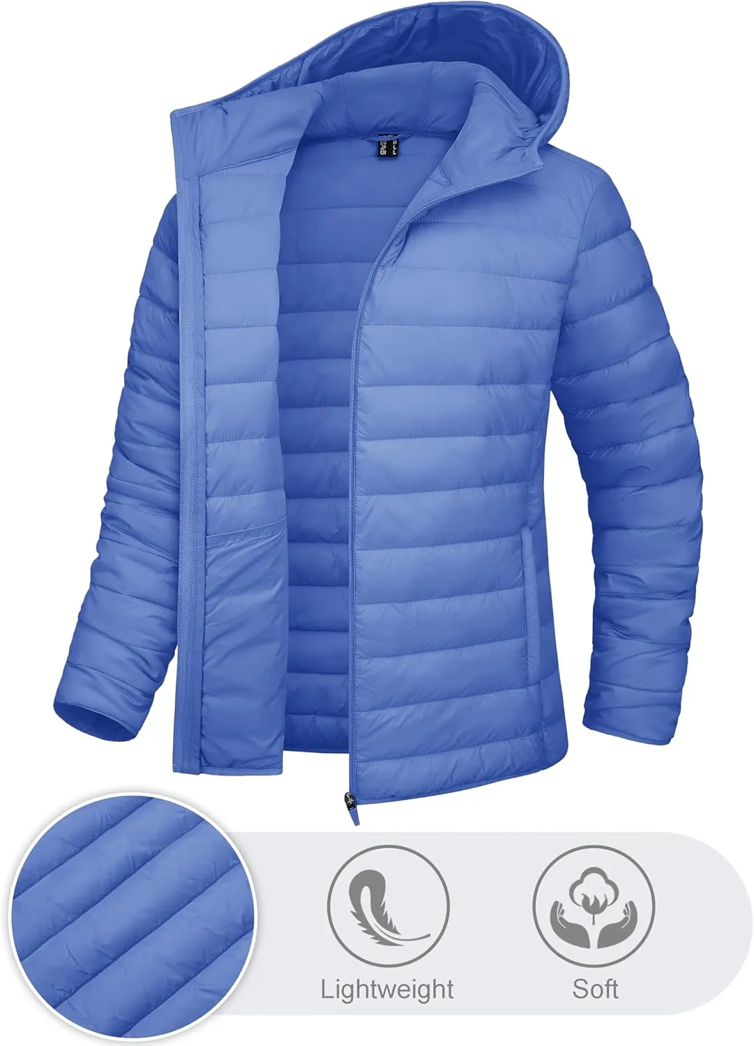 TACVASEN Women's Lightweight Puffer Jacket with Hood Pockets Quilted Padded Full-zip Winter Coat