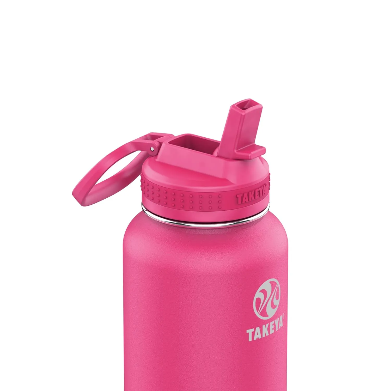 Takeya 40 oz CP Signature Pickleball Stainless Steel Insulated Water Bottle with Choice of Lid, Backspin Pink