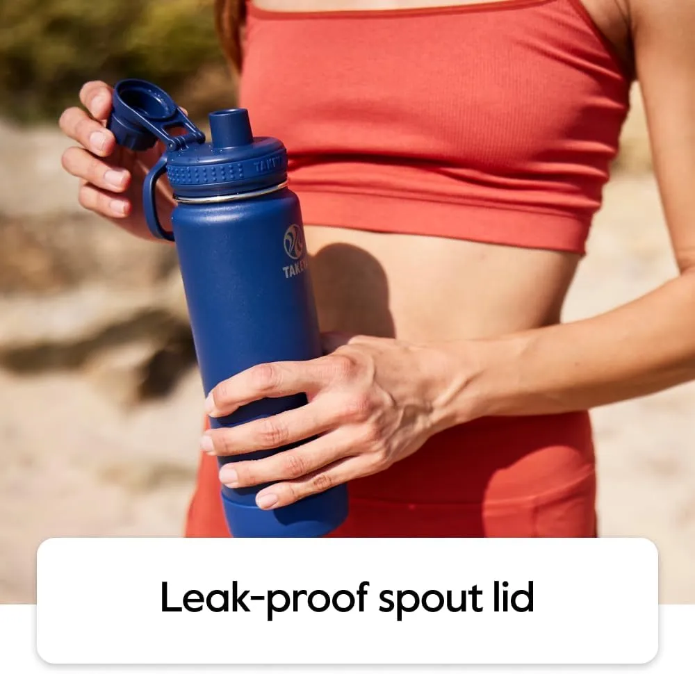 Takeya Actives Water Bottle with Spout Lid - Bottle with Double Stainless Steel Insulation - Dishwasher Safe & BPA-Free - Bottle with Spout Lid & Removable Bumper - 32 oz, Midnight Blue