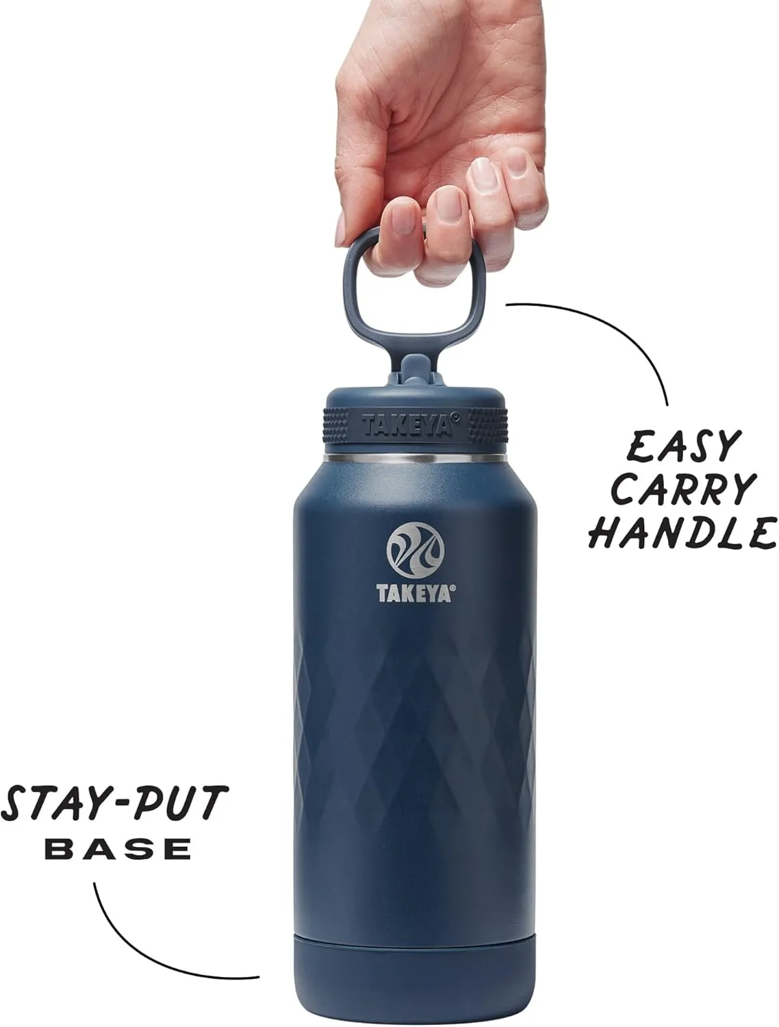 Takeya Sport 32 oz Triple-Insulated Stainless Steel Water Bottle, Straw Lid – Leakproof, Sweatproof, BPA-Free, Keeps Drinks Cold 36 Hrs, Hot 14 Hrs – Indigo
