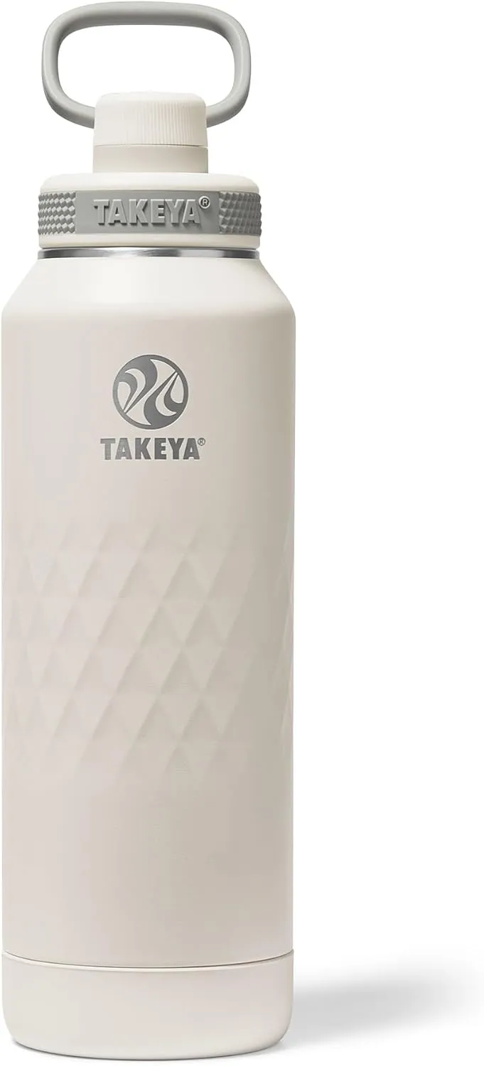 Takeya Sport 40 oz Triple-Insulated Stainless Steel Water Bottle, Spout Lid – Leakproof, Sweatproof, BPA-Free, Keeps Drinks Cold 36 Hrs, Hot 14 Hrs – Alpine