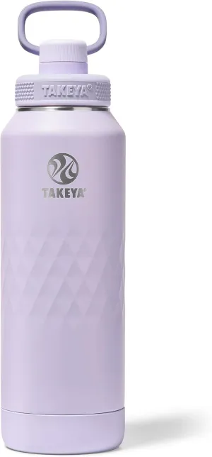 Takeya Sport 40 oz Triple-Insulated Stainless Steel Water Bottle, Spout Lid – Leakproof, Sweatproof, BPA-Free, Keeps Drinks Cold 36 Hrs, Hot 14 Hrs – Moonlight