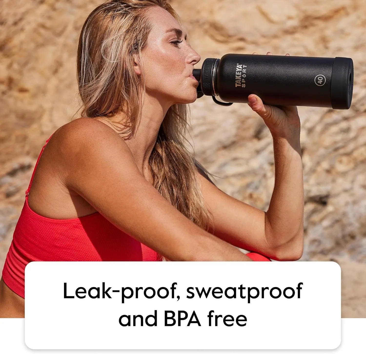 Takeya Sports Water Bottle with Spout Lid - Bottle with Triple Stainless Steel Insulation - Dishwasher Safe & BPA-Free - Bottle with Ice-Blocking Spout Lid & Removable Bumper - 32 oz, Pro Fire