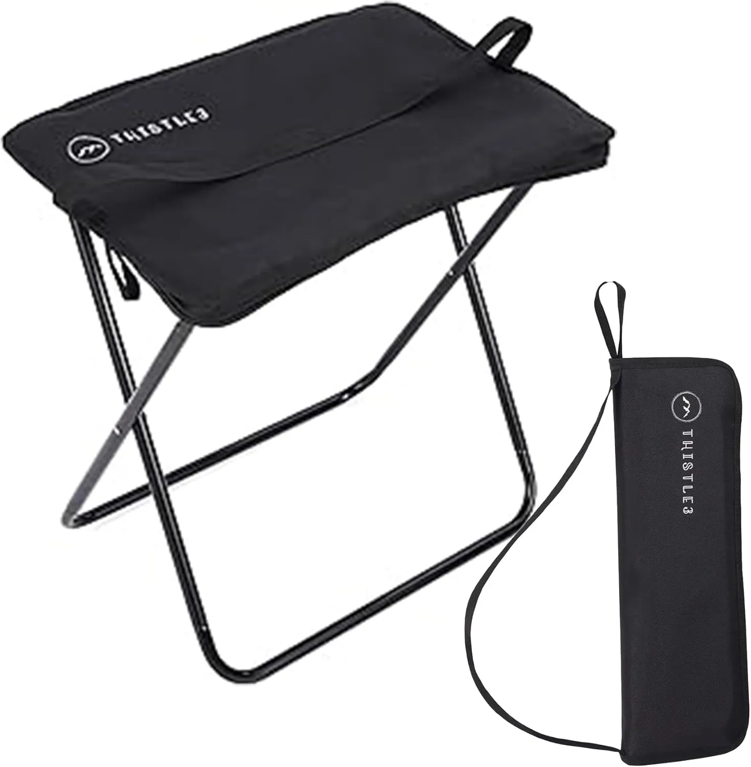 Tall Portable Stool - 15.75" Ultra-Lightweight Folding Stools for Adults & Kids - Black Stool for Camping, Hiking & More - Durable & Collapsible Pop Up Chair - Easy Setup Portable Stools for Adults