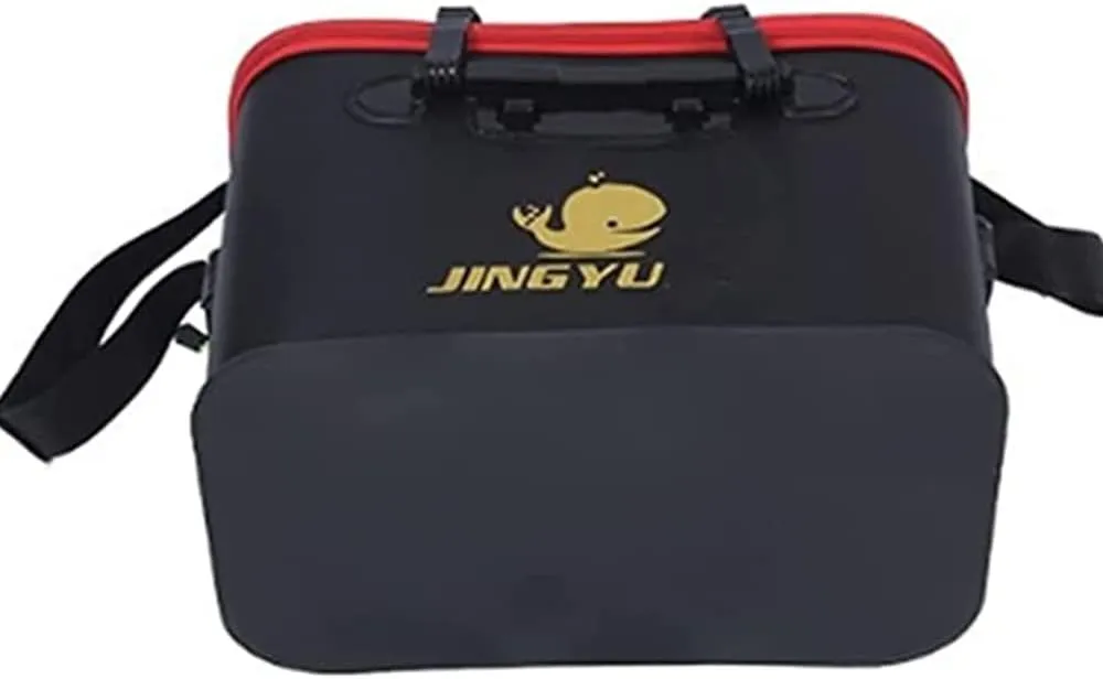 TangDao Foldable Fishing Bucket with Oxygen Pump -Collapsible Water Bucket for Fishing-Multifunctional Portable Fishing Bucket-EVA Fishing Bag (Black, M (40cm*26cm*26CM))