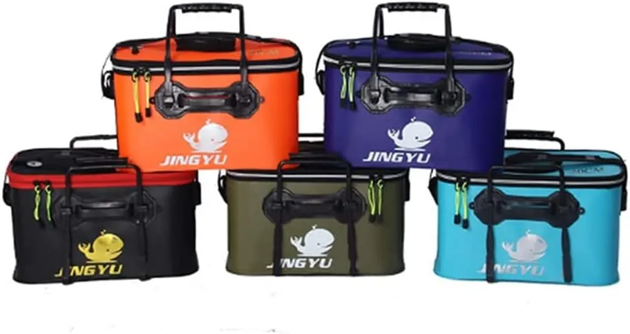 TangDao Foldable Fishing Bucket with Oxygen Pump -Collapsible Water Bucket for Fishing-Multifunctional Portable Fishing Bucket-EVA Fishing Bag (Navy, M (40cm*26cm*26CM))