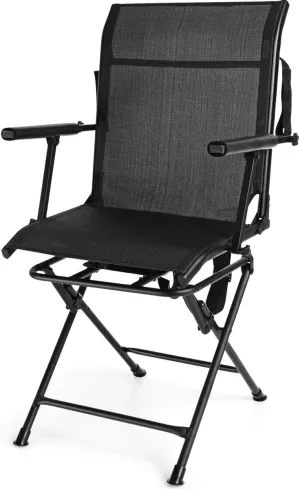 Tangkula 360-Degree Hunting Swivel Chair, Ground Blind Chairs w/Armrest & Mesh Back, Foldable Hunting Chairs w/Non-Slip Foot Pads & Steel Frame, Portable Hunting Seats for Camping, Hunting, Fishing