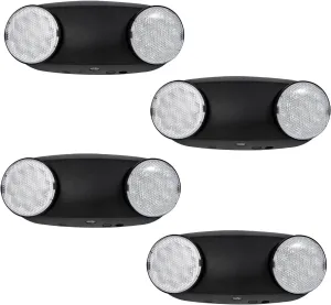 TANLUX LED Emergency Lights with Battery Backup, Two Head Adjustable Commercial Emergency Lights - 4 Pack(Black)