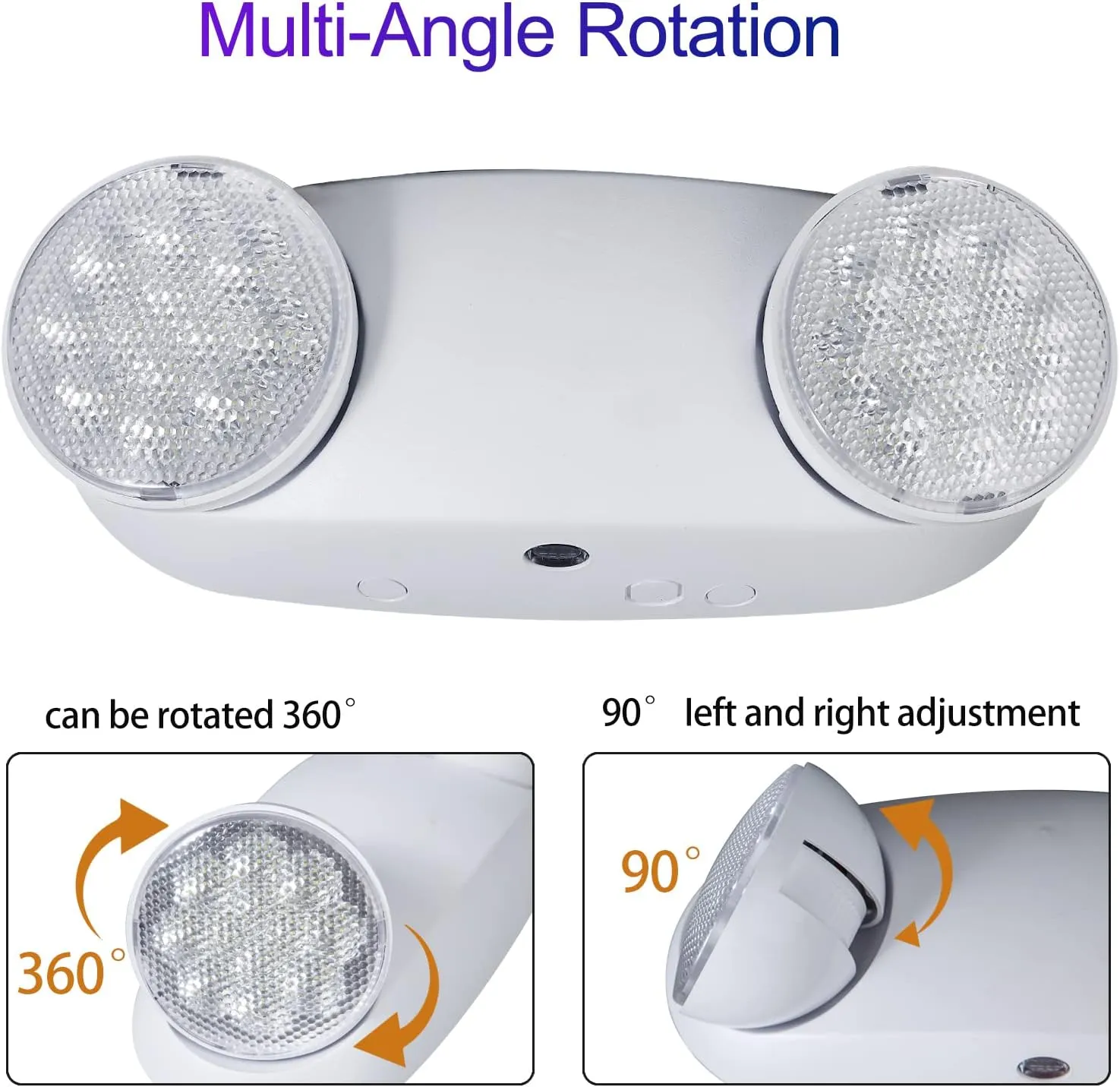 TANLUX LED Emergency Lights with Battery Backup, Two Head Adjustable Commercial Emergency Lights, UL Listed, AC 120/277V, Hardwired Emergency Exit Light Fixtures for Business - 1 Pack(White)