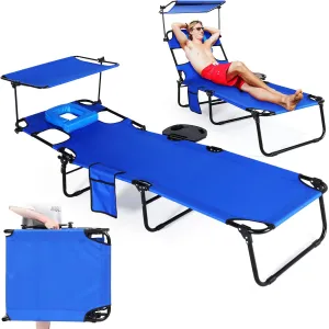 Tanning Chair with Face Hole Heavy Duty Folding Chaise Lounge Portable Lay Sunbathing Reading Chair with Arm Hole for Beach, Swimming Pool, Camping(75 Inches)