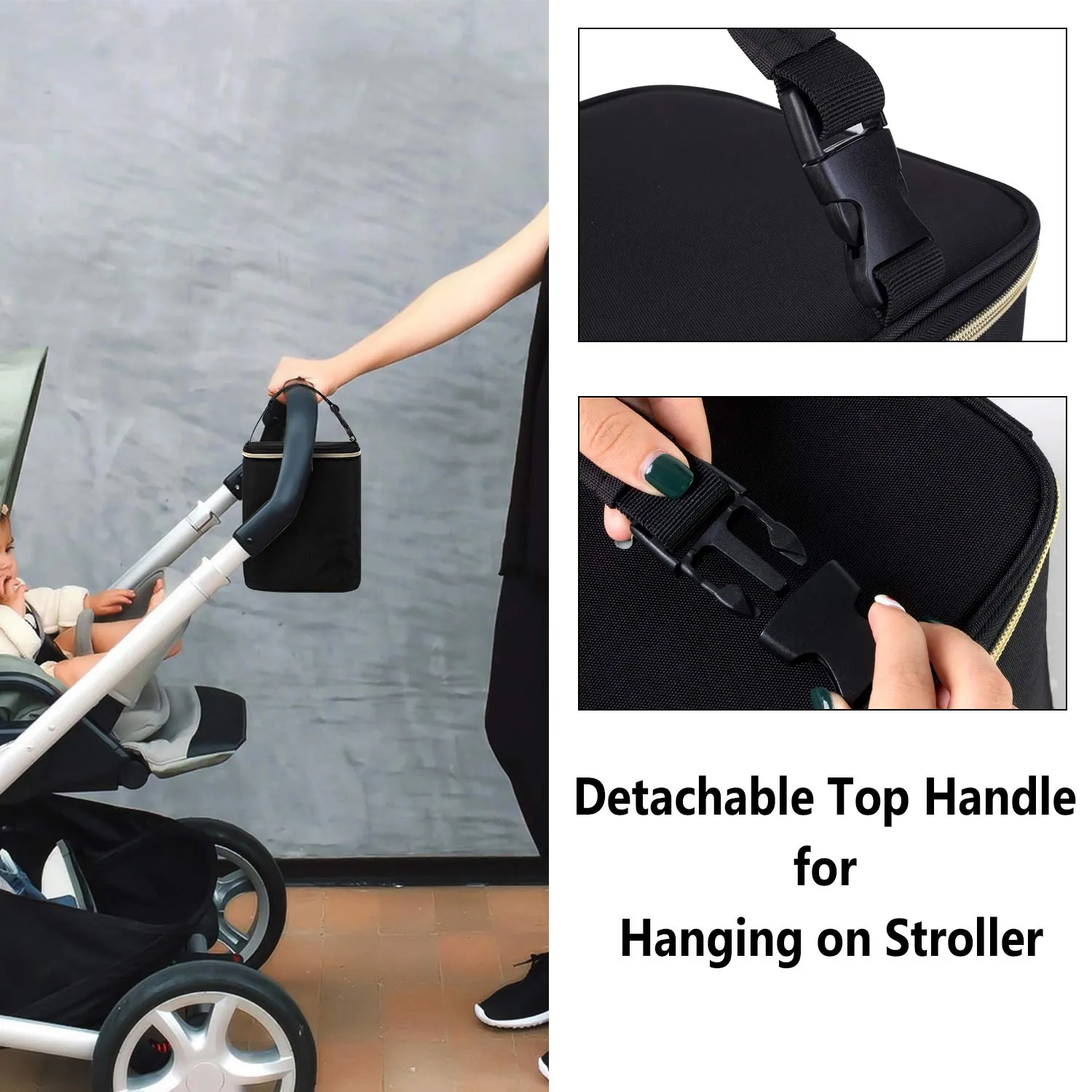 Teamoy Breastmilk Cooler Bag, Baby Bottles Bag for up to 4 Large 9 Ounce Bottles, Perfect for Working Mom Mother, (Bag ONLY), Black