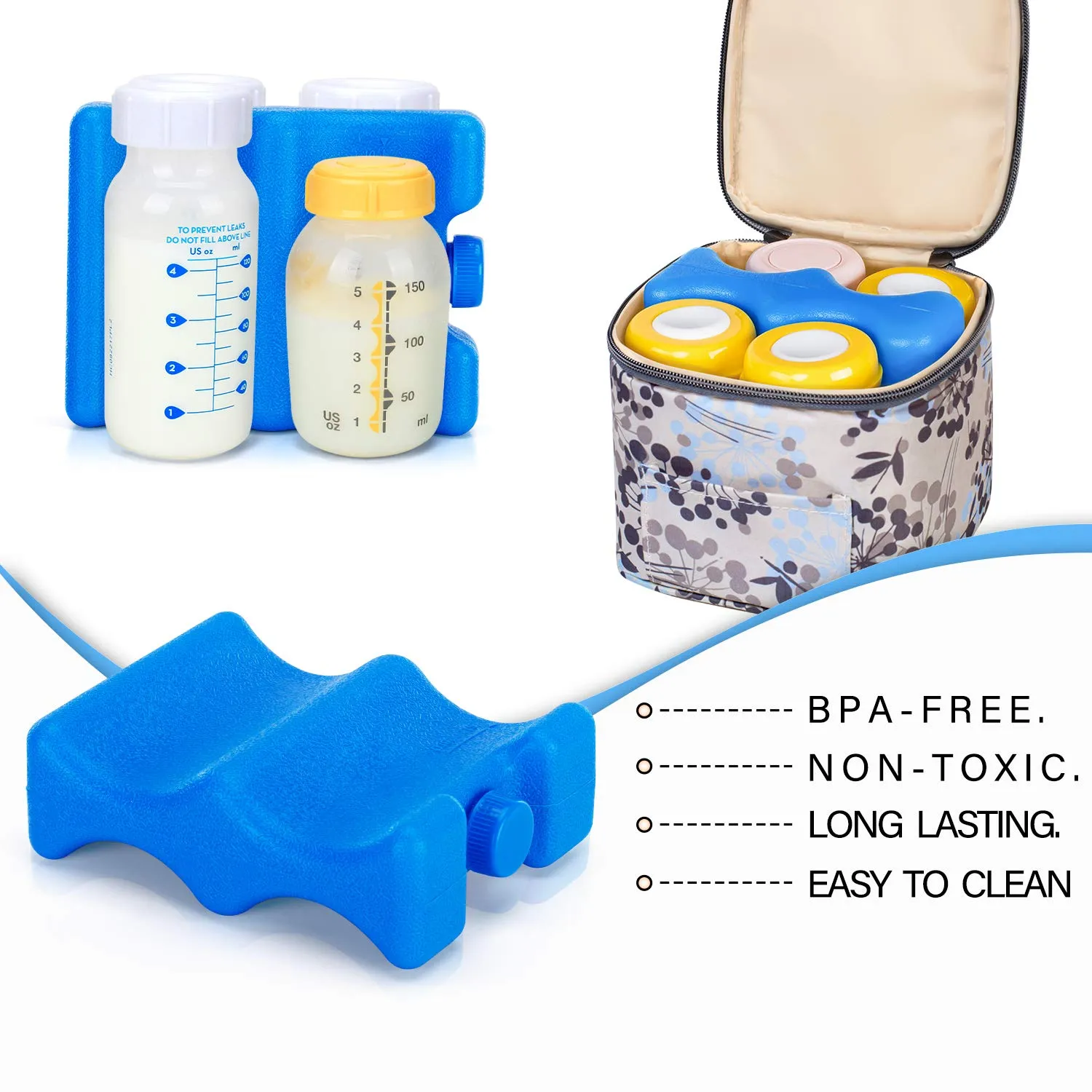 Teamoy Breastmilk Cooler Bag with Ice Pack, Baby Bottles Bag for up to 4 Large 5 Ounce Bottles Without Nipple, Perfect for Working Mom Mother, Dandelion